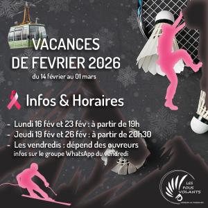 Infos & Horaires vacances de février 2026
